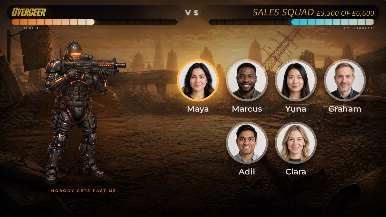 OVERSEER Boss Battle with six fictional players